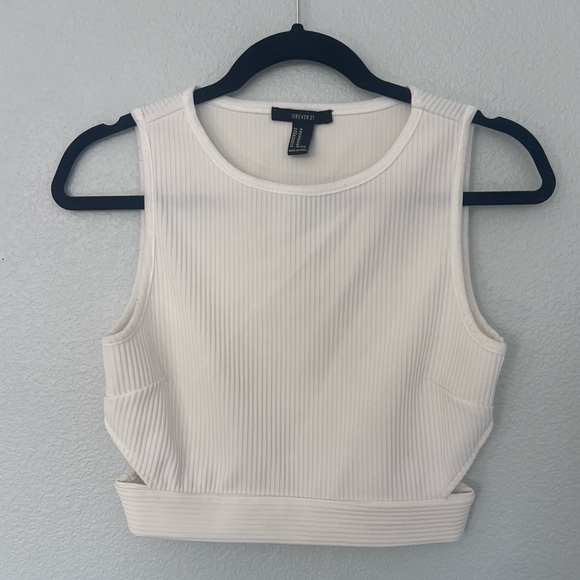 Forever 21 Ribbed White Sleeveless Crop Top Size Medium - Picture 1 of 3